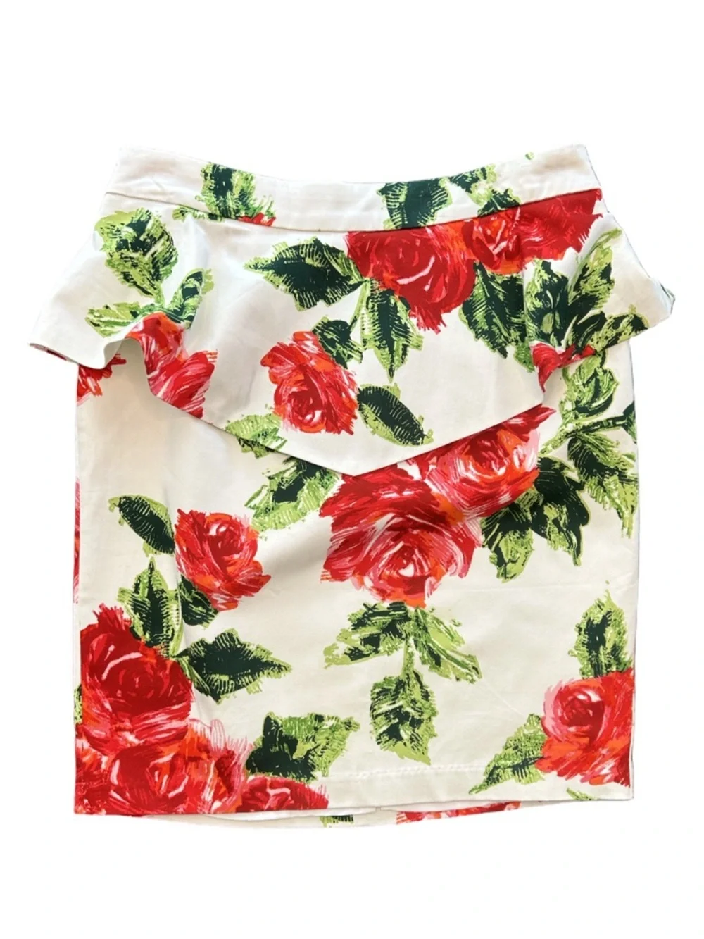 Deadstock Forever 21 Floral Mini Skirt Red Rose Ruffle Overlay Y2K Balletcore XS